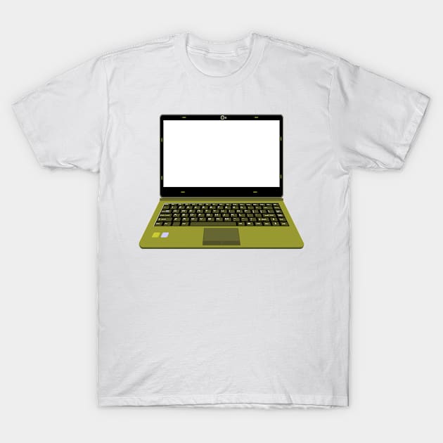 realistic laptop vector illustration in yellow and green color T-Shirt by asepsarifudin09